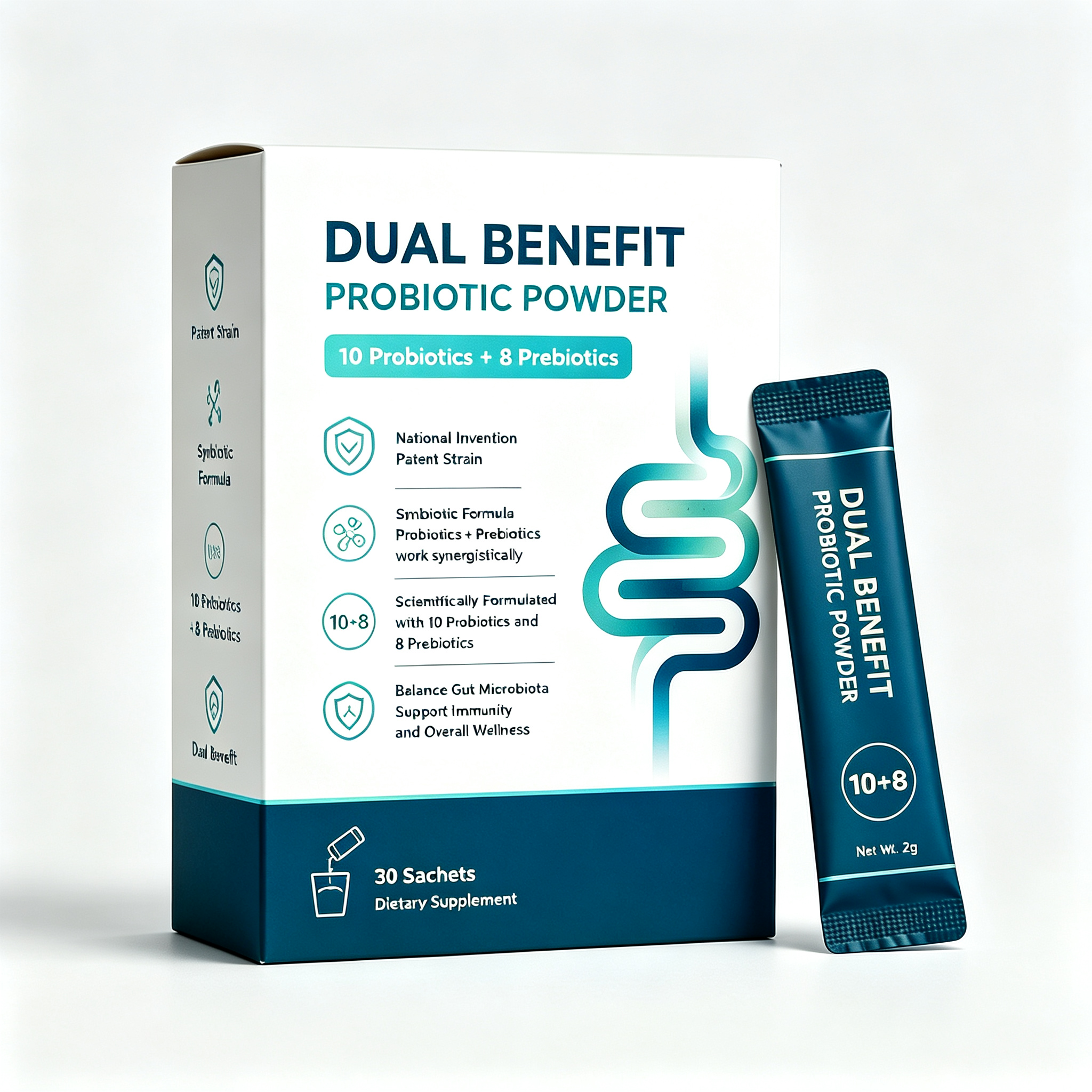 10 Strain Probiotic Prebiotic Supplement with 8 Prebiotics for Gut Health, Digestive Balance, Immune Support and Daily Wellness